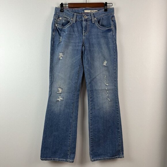 DKNY Denim - DKNY Flare Jeans Womens 28 Blue Distressed Low Rise Embroidered Boyfriend Y2K‎